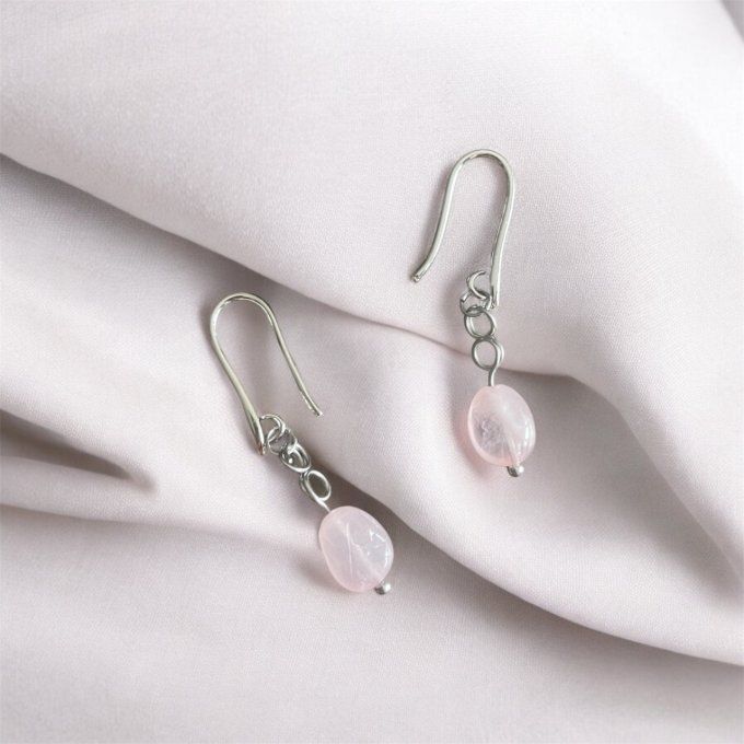 Boucles d’Oreilles en Quartz Rose