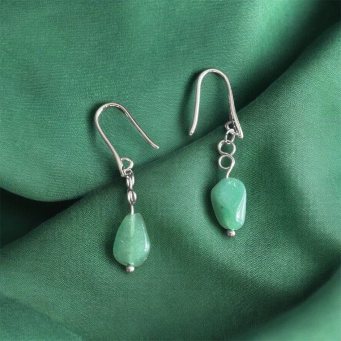 Boucles d’Oreilles en Aventurine Verte