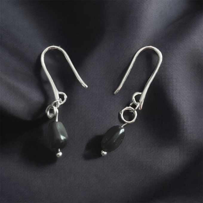 Boucles d’Oreilles en Obsidienne 