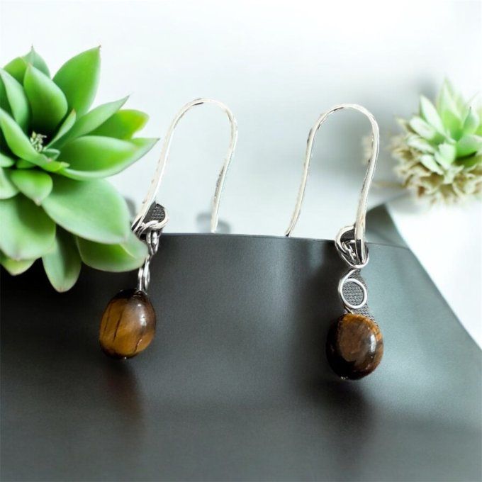Boucles d’Oreilles en Oeil de tigre