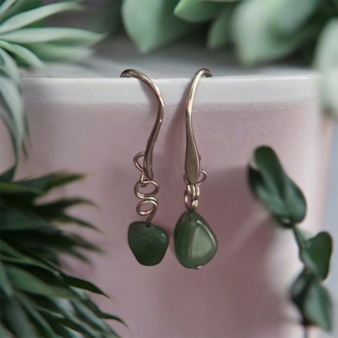 Boucles d’Oreilles en Aventurine Verte