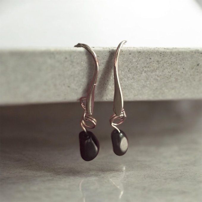 Boucles d’Oreilles en Obsidienne 