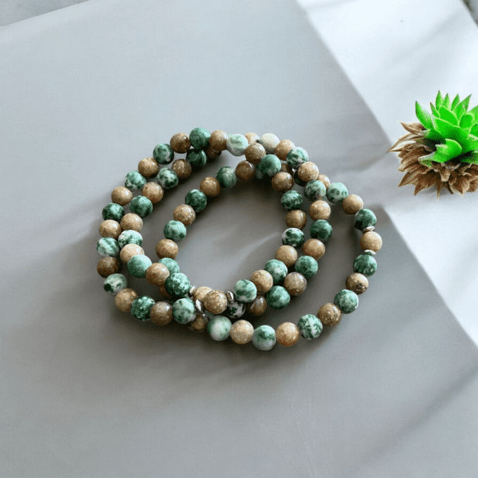 Unakite et Skarn vert 6mm