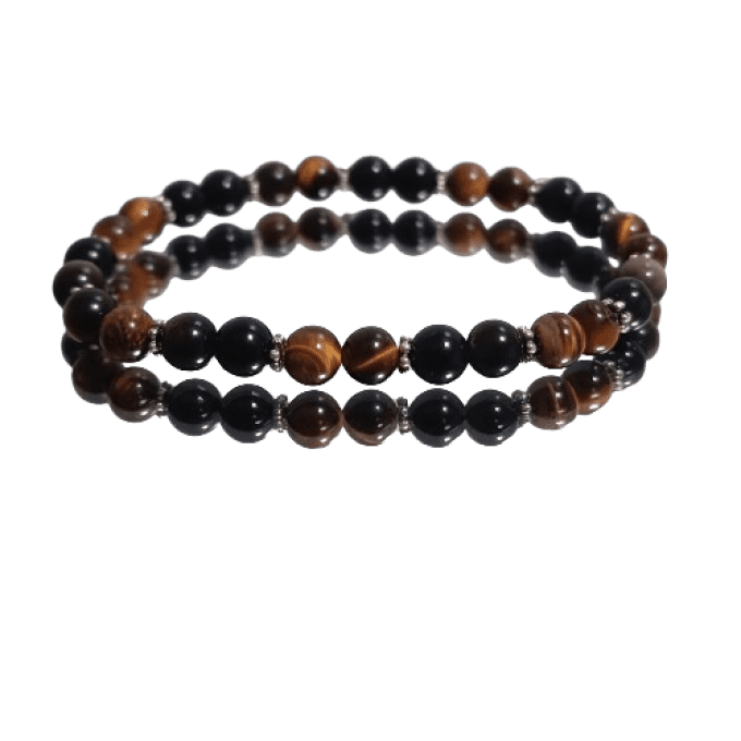 Oeil de Tigre et Obsidienne Noire 6mm